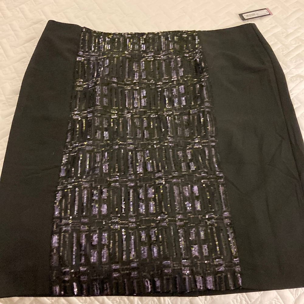 NWT black with sequins front panel, pencil skirt